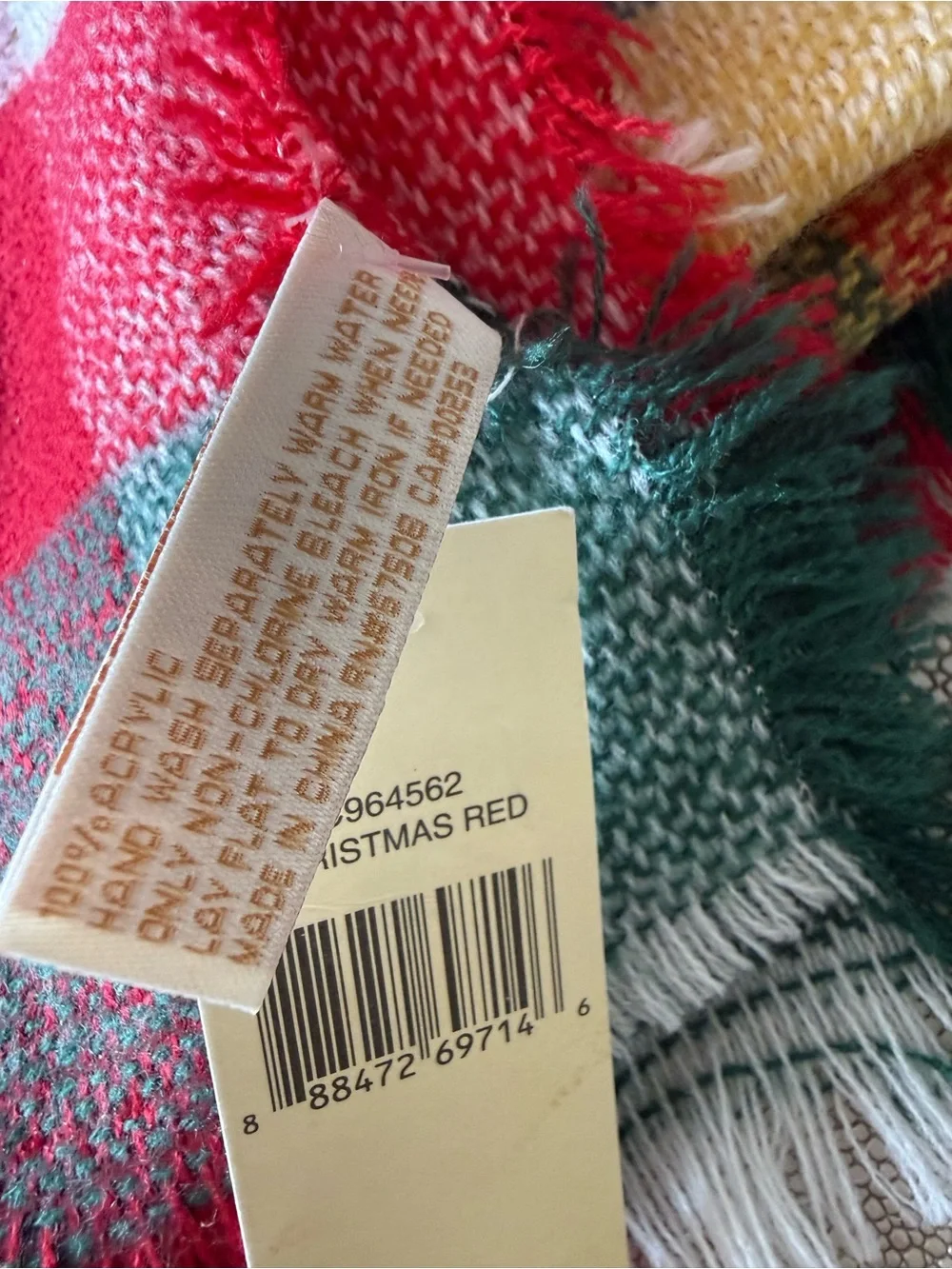 Cozy Plaid Holiday Throw or Wrap in Red, Green & White